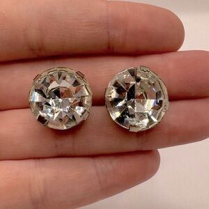 VINTAGE Large Round Crystal Earrings
